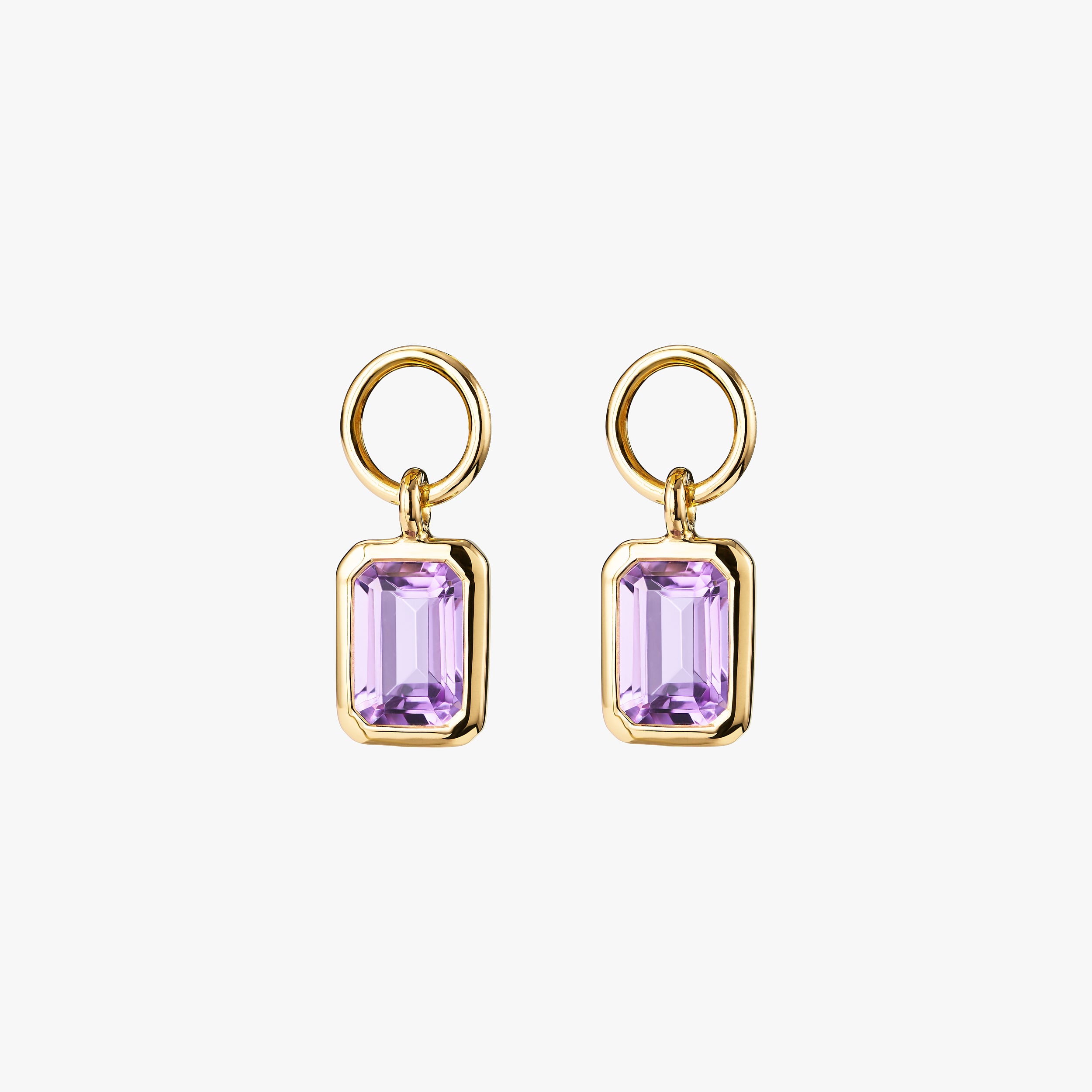 Amethyst charms in 18K gold vermeil versatile and changeable, perfect for creating personalised jewellery pieces with the February birthstone for a meaningful touch.
