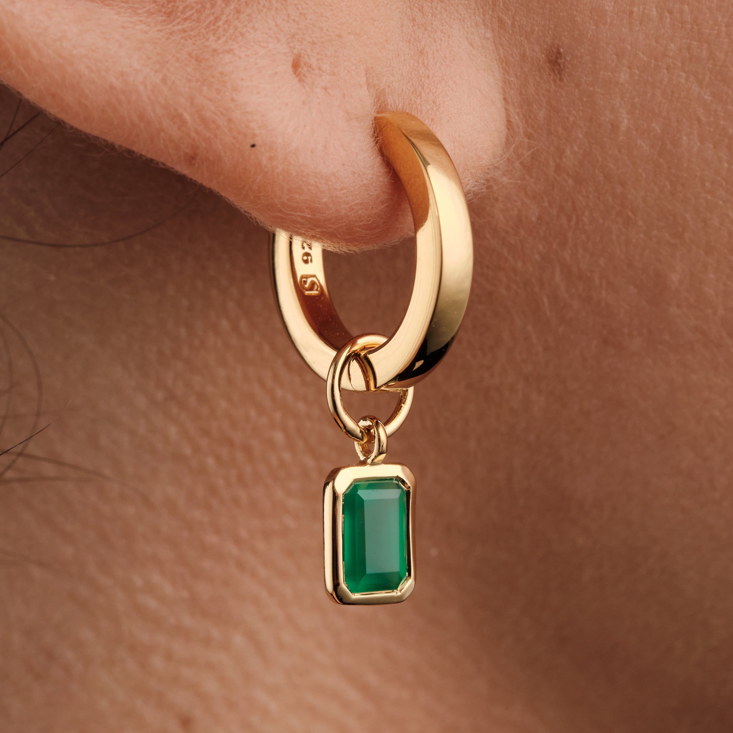 Legacy Emerald-Cut Green Onyx Birthstone Charm