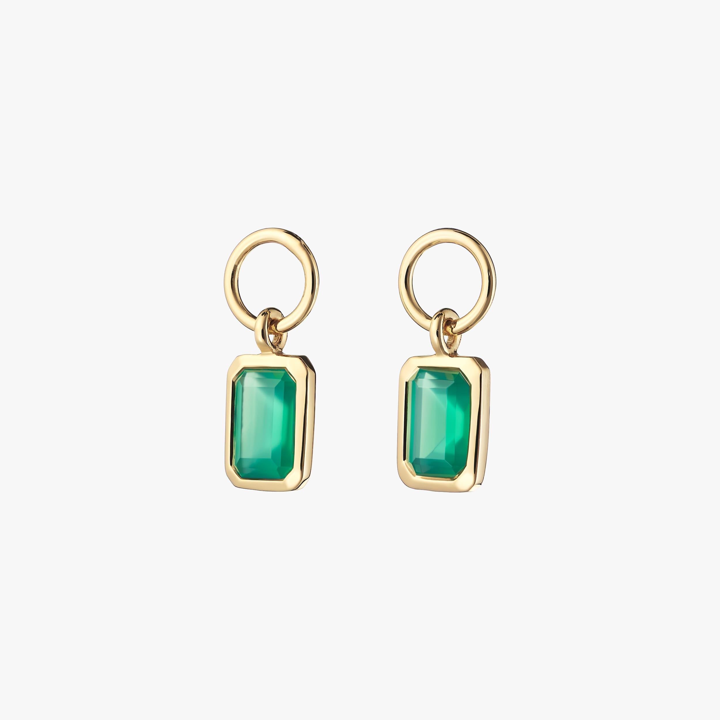 Green Onyx Gemstone Charms in 18k Gold Vermeil.