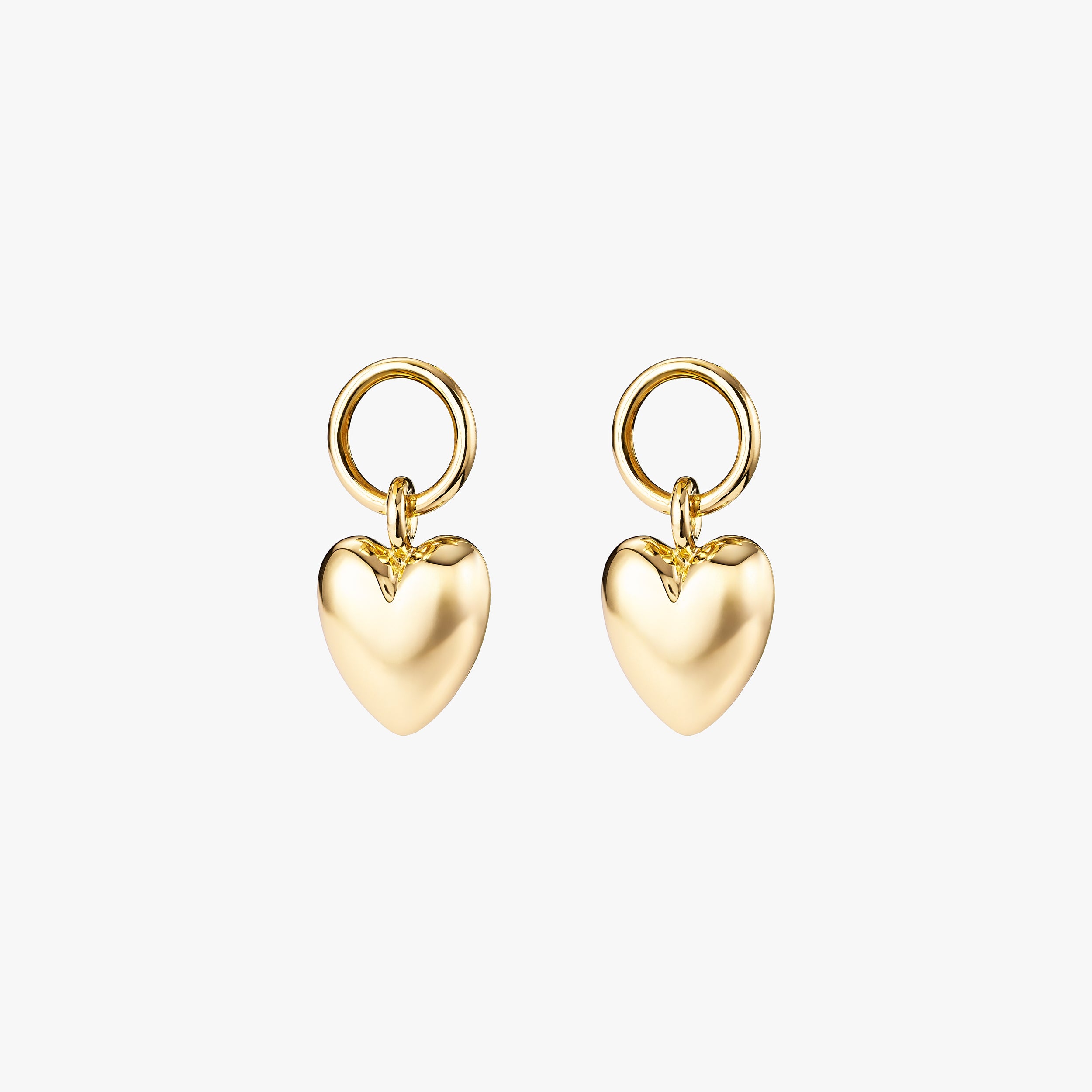 18K gold vermeil puffy heart charms crafted for durability and elegance, offering an affordable luxury option for customisable earrings, necklaces, or bracelets.