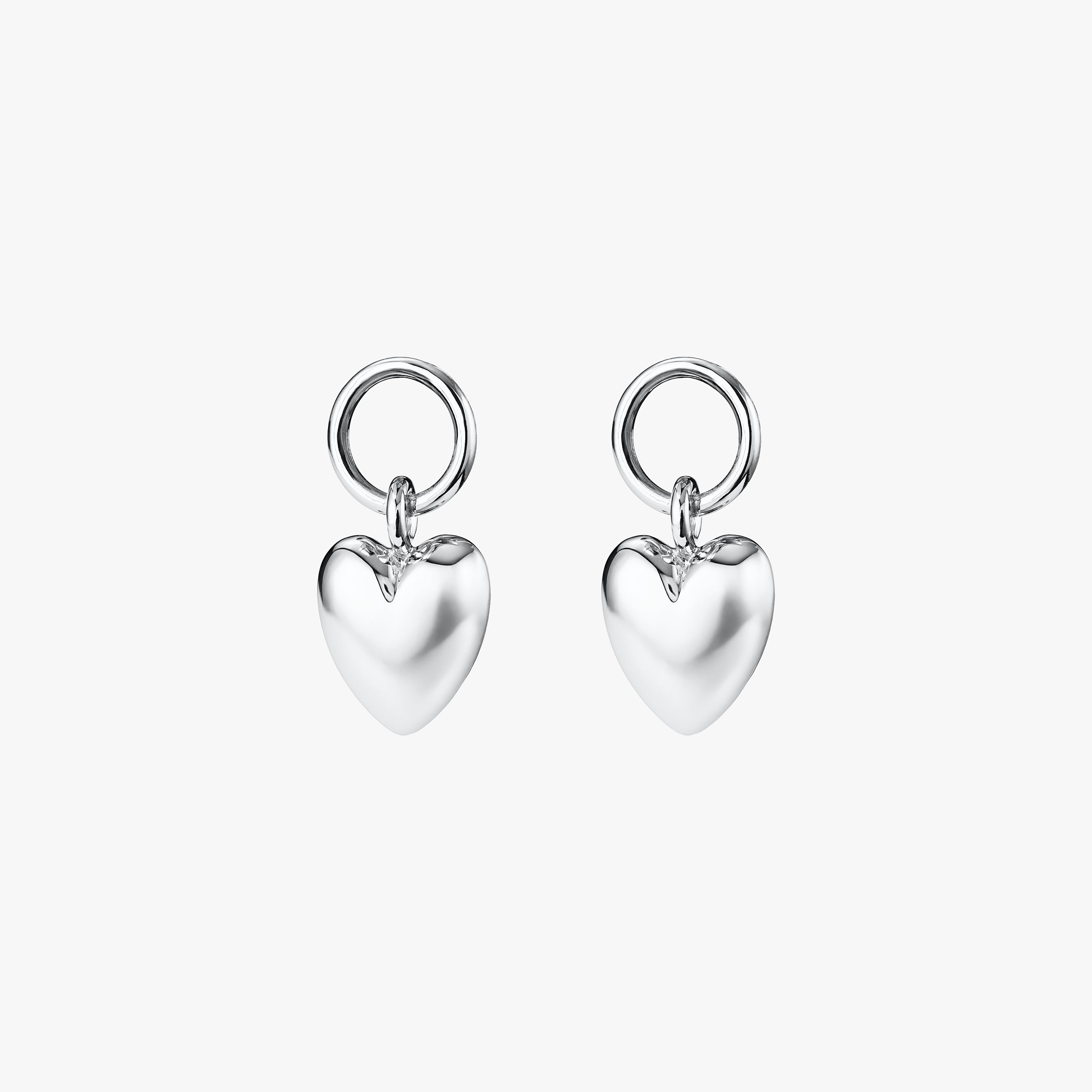 Sterling silver puffy heart charms, elegant and timeless, featuring interchangeable charm options for customisable jewellery pieces, perfect for creating personalised gifts.