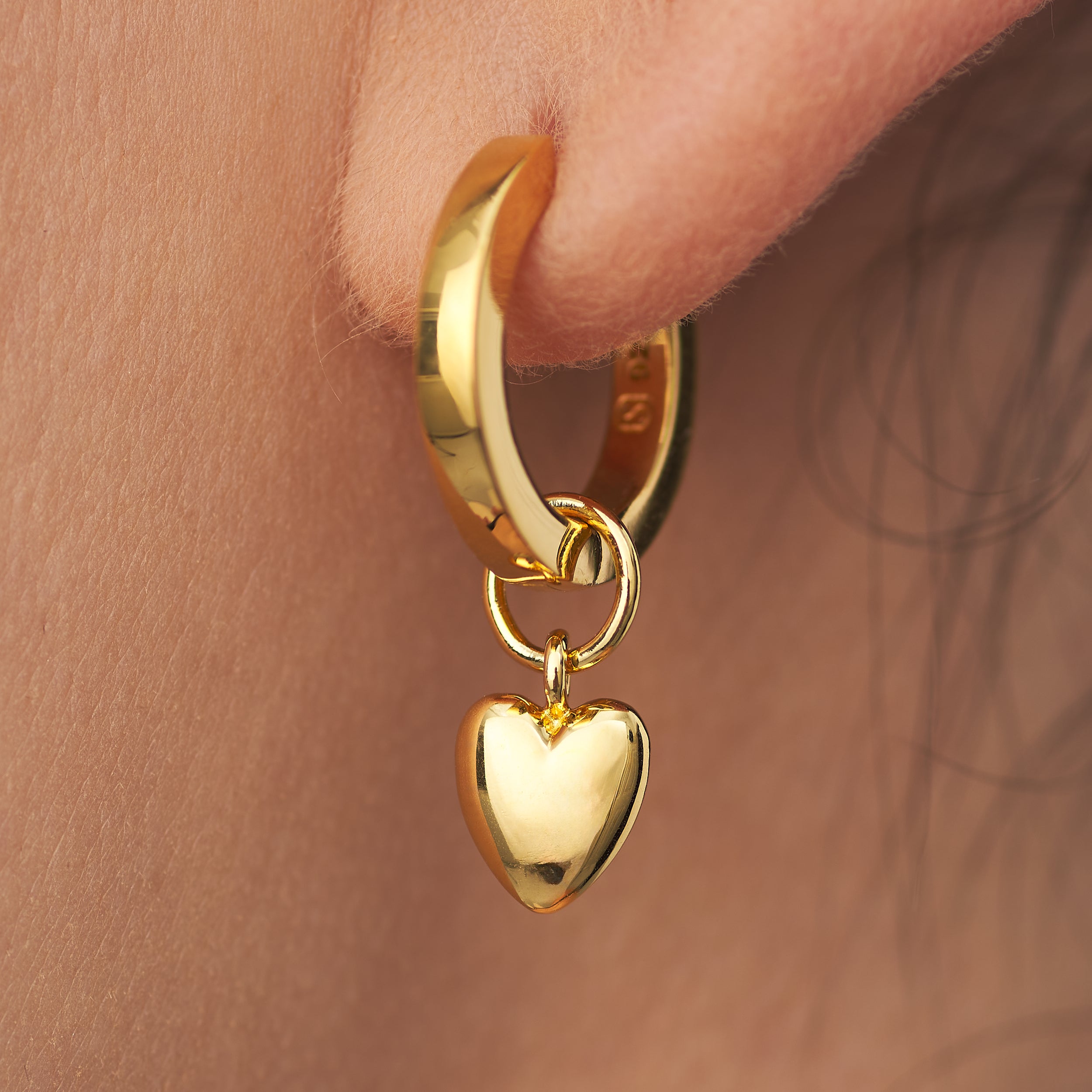 Signature Bold Huggie Hoops with Puffy Heart Charm