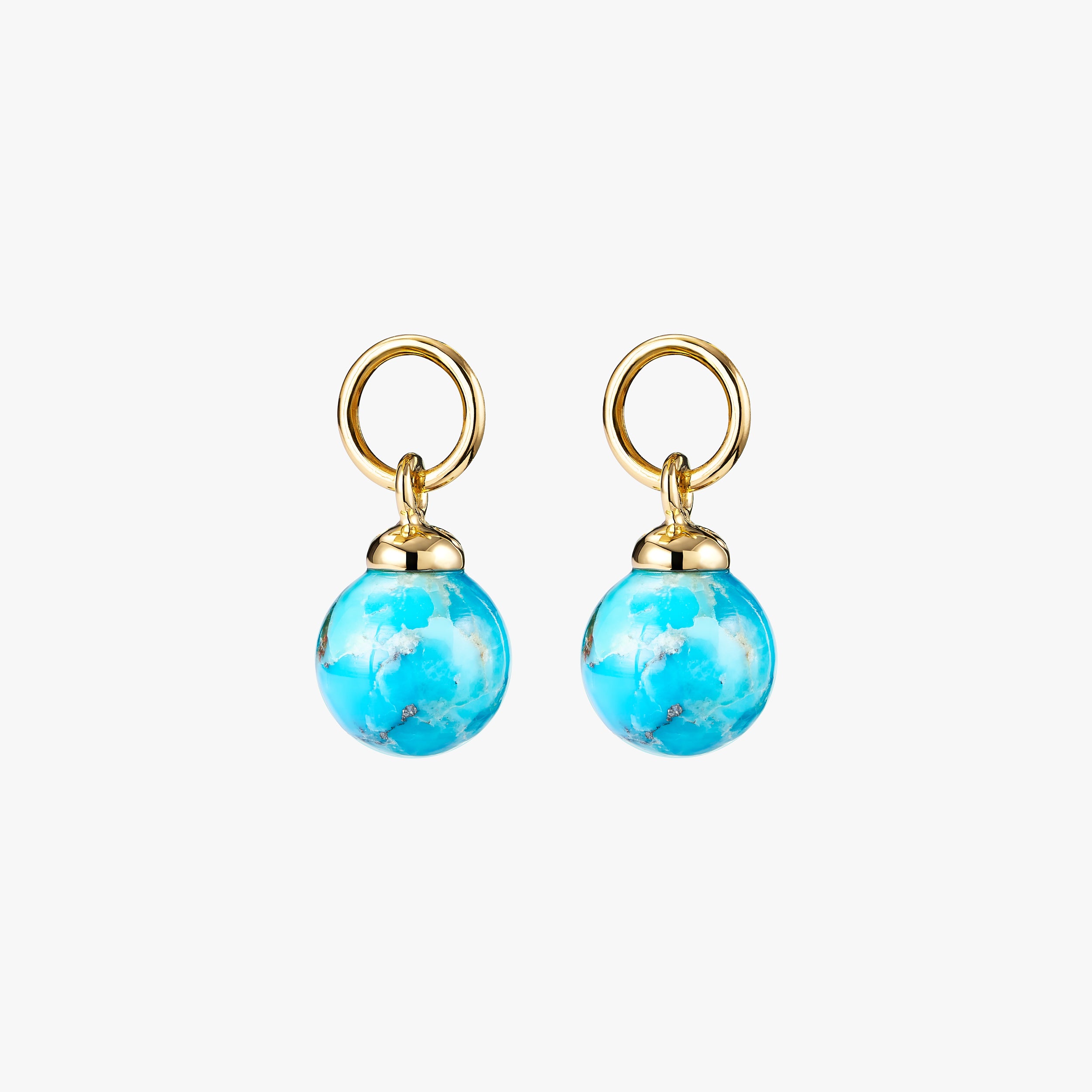 18k gold vermeil turquoise charms, vibrant gemstone jewellery, crafted from high-quality 18k gold with a hypoallergenic sterling silver base for durability and elegance, perfect for adding a pop of colour to earrings or necklaces.