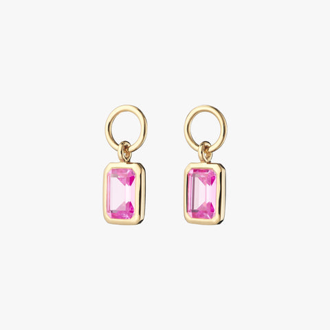 Legacy Emerald-Cut Pink Ruby Birthstone Charm