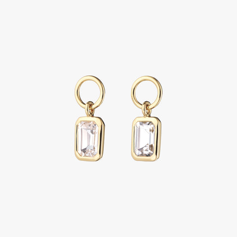 Legacy Emerald-Cut White Topaz Birthstone Charm